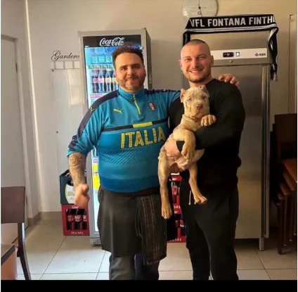 Happy customer with their new puppy from Pocket XL Bullies